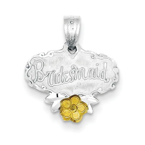 Sterling Silver Bridesmaid Charm with Gold-Plated Flower Accent