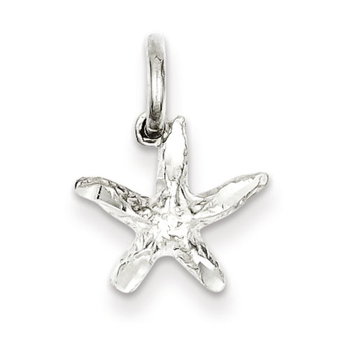 Sterling Silver 1/2in Diamond-cut Starfish Charm