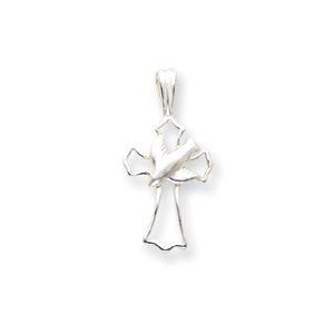 Sterling Silver 7/8in Cross with Dove Pendant