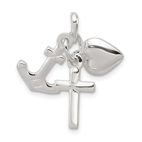 Sterling Silver Faith Hope Charity Charm 1/2in