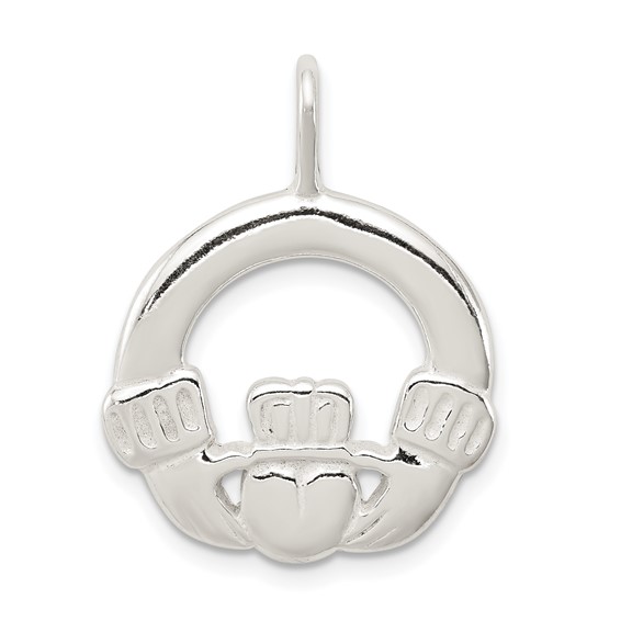 3/4in Claddagh Charm - Sterling Silver