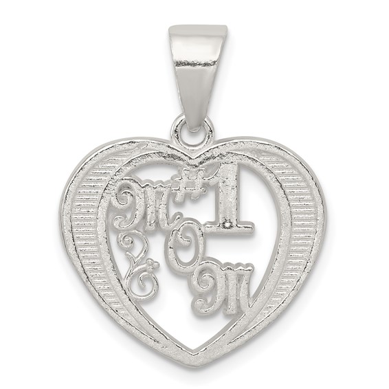 9/16in #1 Mom Charm -  Sterling Silver