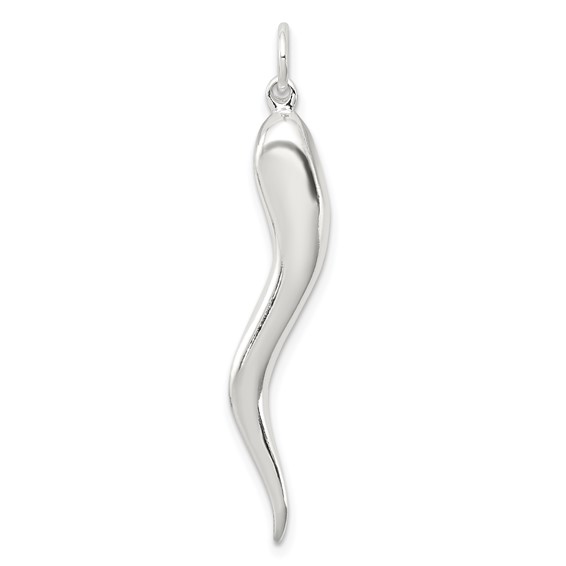 Sterling Silver 1 3/8in Italian Horn Pendant