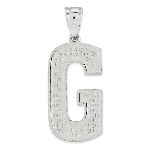 Sterling Silver 1in Patterned Block G Pendant