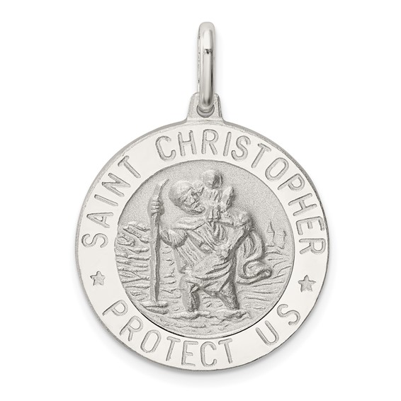 Sterling Silver 7/8in Engravable St Christopher Medal