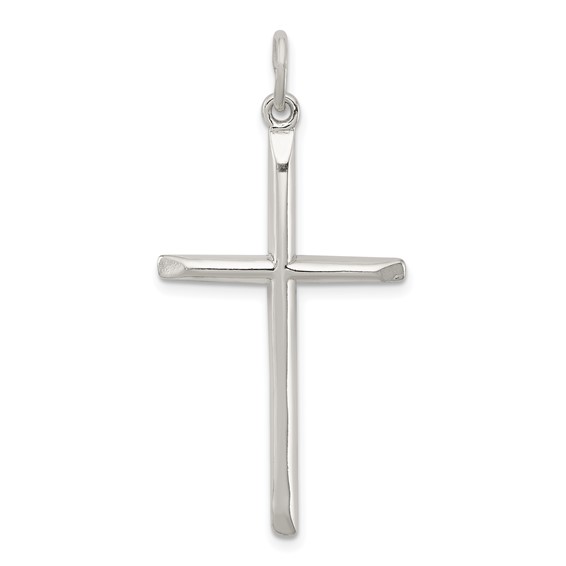  Sterling Silver 1 3/8in 3-D Polished Latin Cross