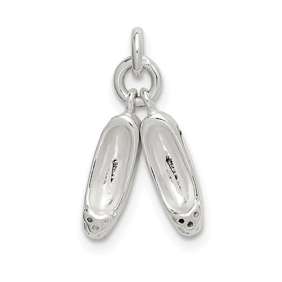 Sterling Silver 3-D Ballet Slippers Charm
