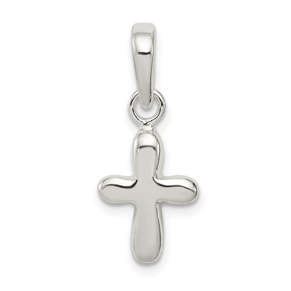 Sterling Silver 1/2in Rounded Cross Charm