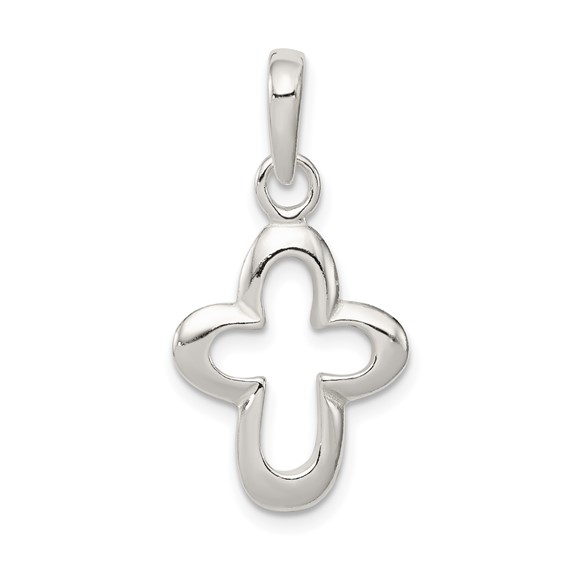 Sterling Silver Petite Outline Cross 11/16in