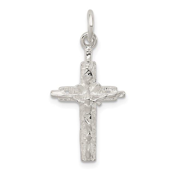 Sterling Silver Textured Crucifix Pendant 3/4in