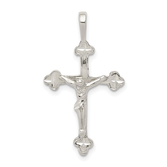 Sterling Silver 1in Budded Crucifix Pendant