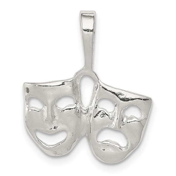 1/2in Comedy Tragedy Charm - Sterling Silver