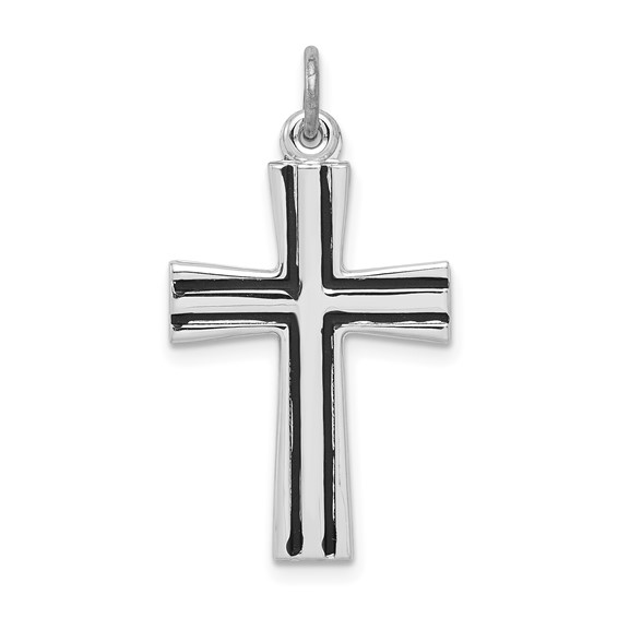 Sterling Silver 7/8in Enameled Cross Pendant