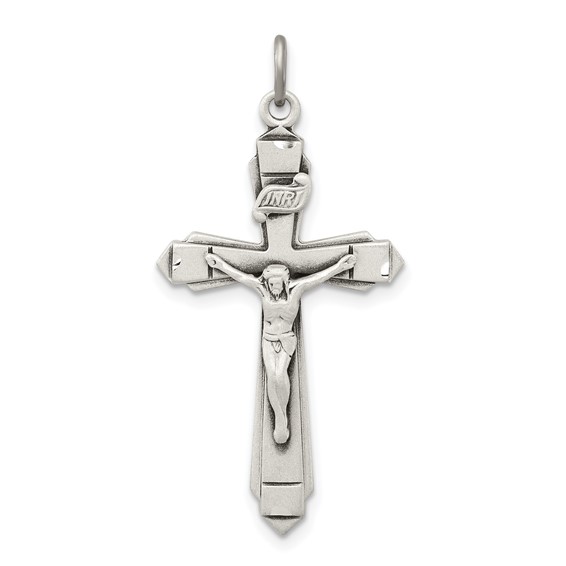 Sterling Silver 1 1/8in INRI Antiqued Crucifix