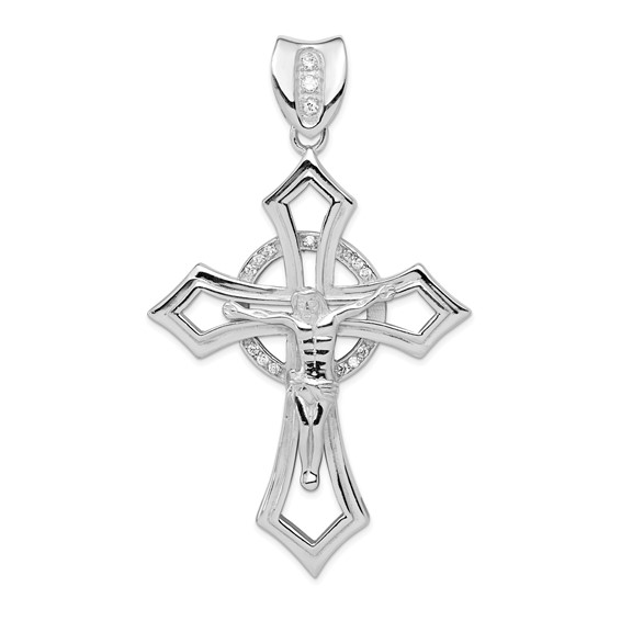 2 1/2in Jumbo CZ Crucifix - Sterling Silver