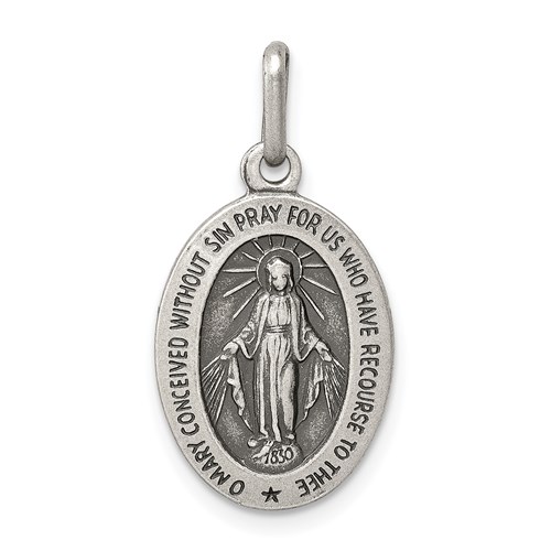 Sterling Silver Oval Miraculous Medal 5/8in