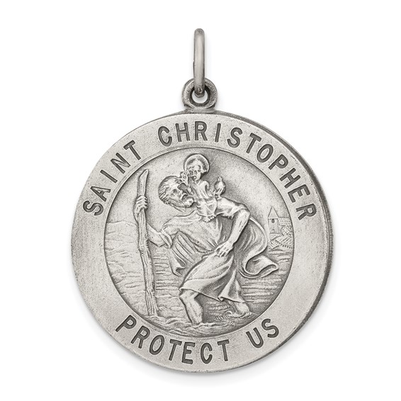 Sterling Silver 15/16in St. Christopher Medal