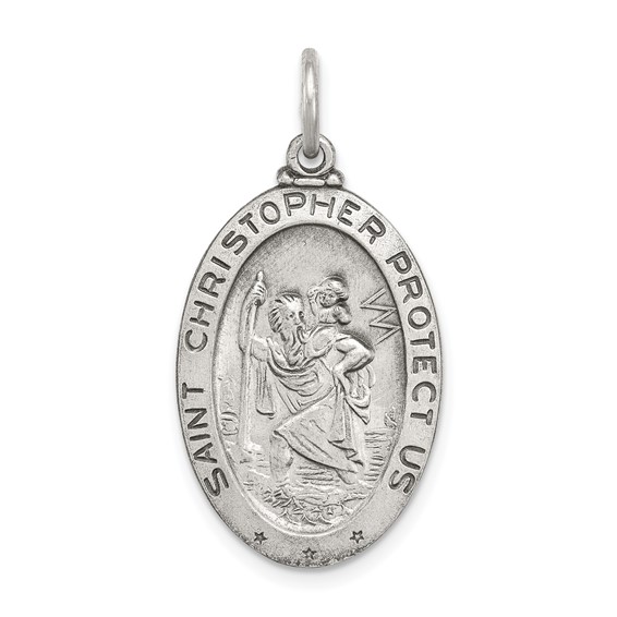 Sterling Silver 7/8in St. Christopher Hockey Medal