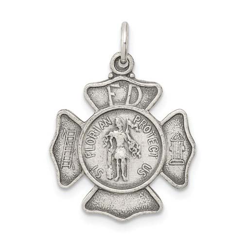 Sterling Silver 5/8in St. Florian Badge Charm