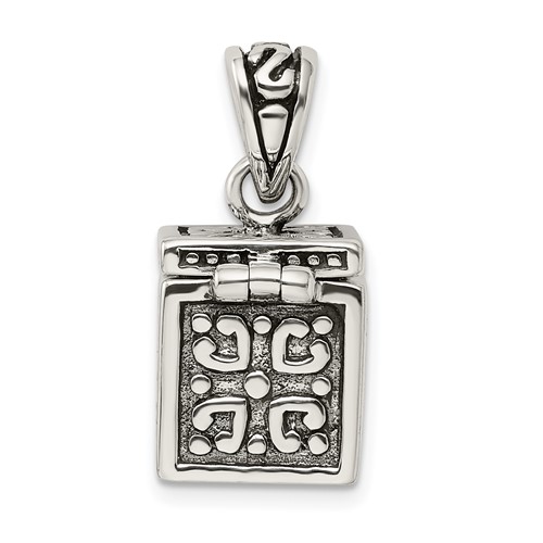 Sterling Silver 3-D Square Prayer Box Pendant
