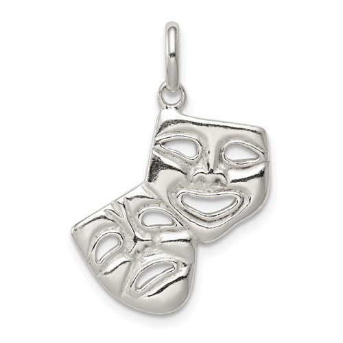 Sterling Silver Comedy Tragedy Charm 11/16in