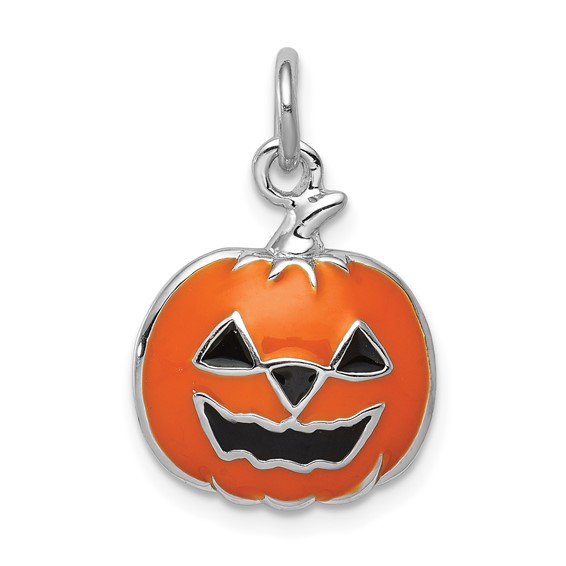 Sterling Silver Orange Jack-a-Lantern Charm