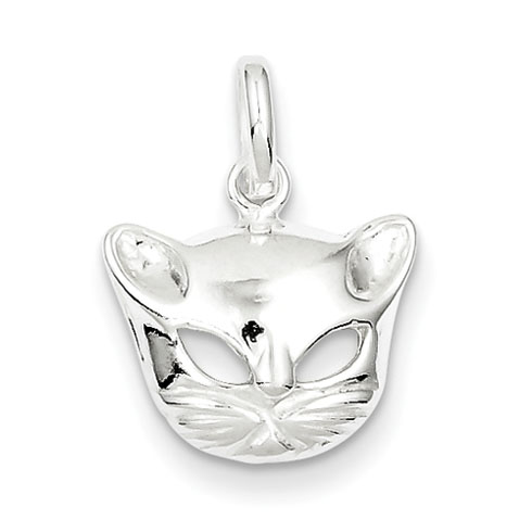 Sterling Silver Cat's Face Charm