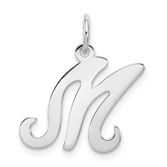 Sterling Silver Stamped Initial M Charm 7/16in