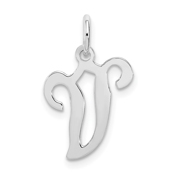 Sterling Silver Stamped Initial V Charm