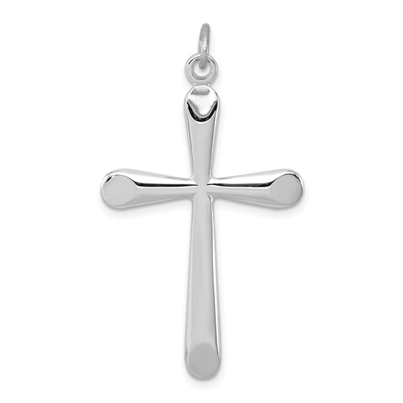 Sterling Silver Tapered Cross Pendant with Sloped Tips 1 1/4in
