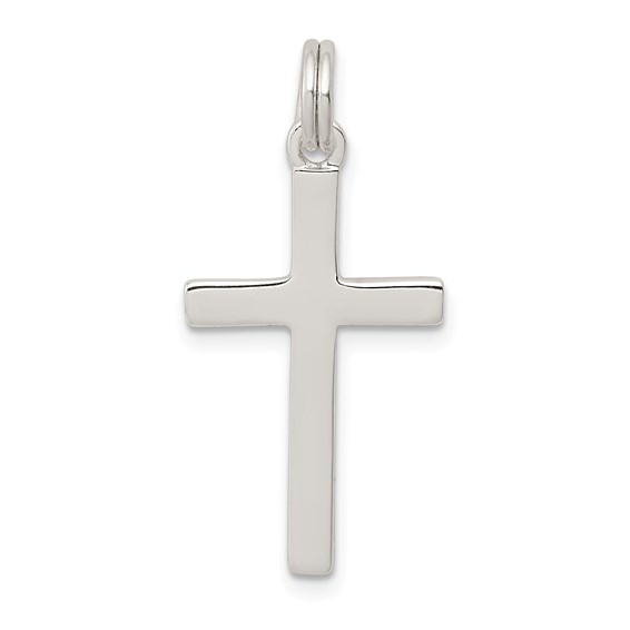 Sterling Silver Smooth Cross Pendant 3/4in