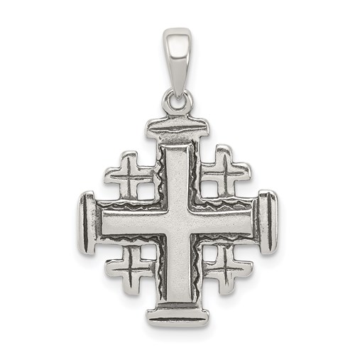 Sterling Silver 11/16in Jerusalem Crusader Cross
