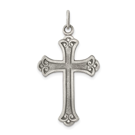 Sterling Silver 1 1/4in Antiqued Cross Pendant