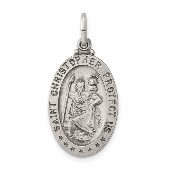 Sterling Silver 7/8in Engravable St. Christopher Medal