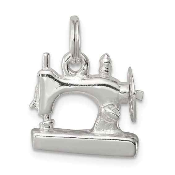 Sterling Silver 3-D Sewing Machine Charm 1/2in