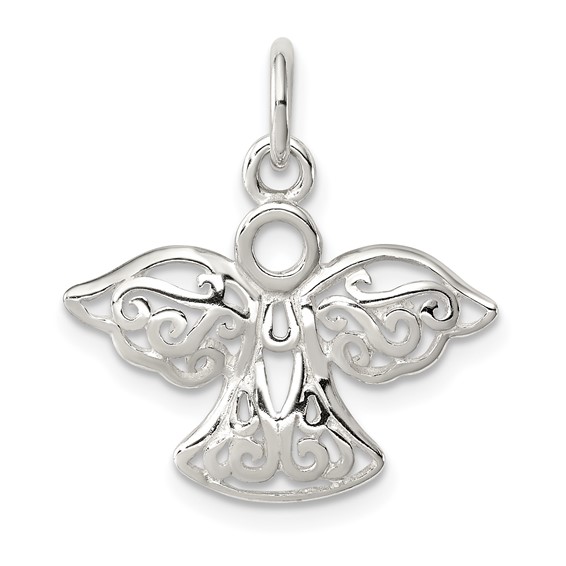 Sterling Silver 1/2in Filigree Angel Charm