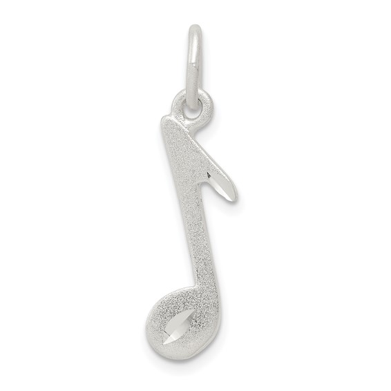 3/4in Music Note Charm - Sterling Silver