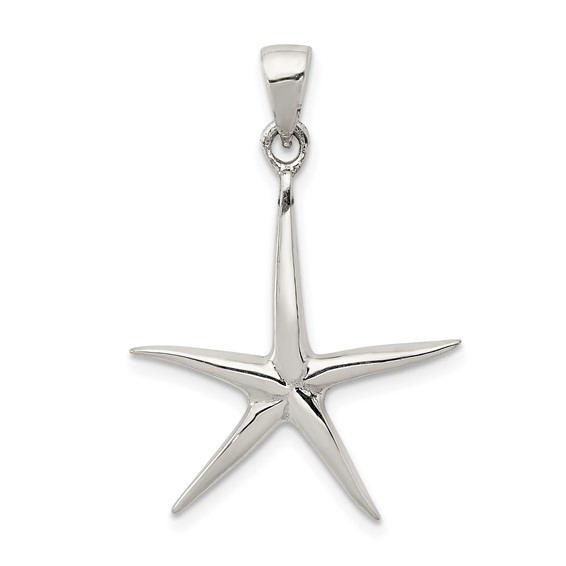 Sterling Silver 3/4in Polished Starfish Pendant