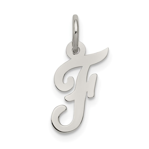Sterling Silver Small Script Initial F Charm