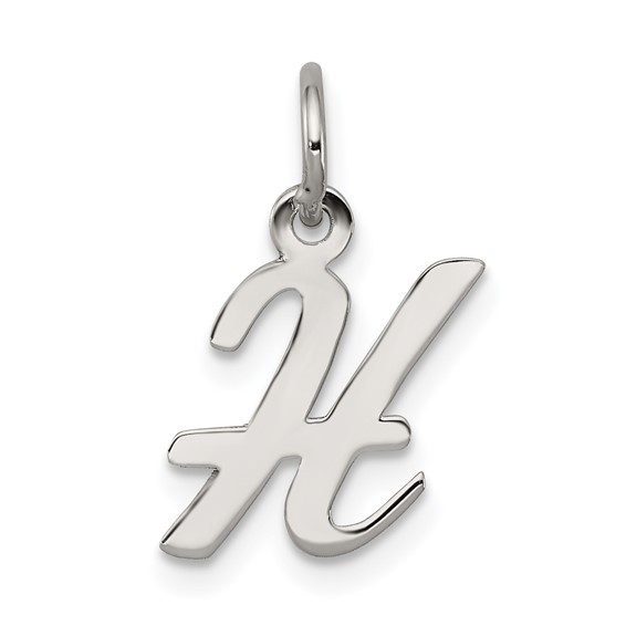 Sterling Silver Small Script Initial H Charm