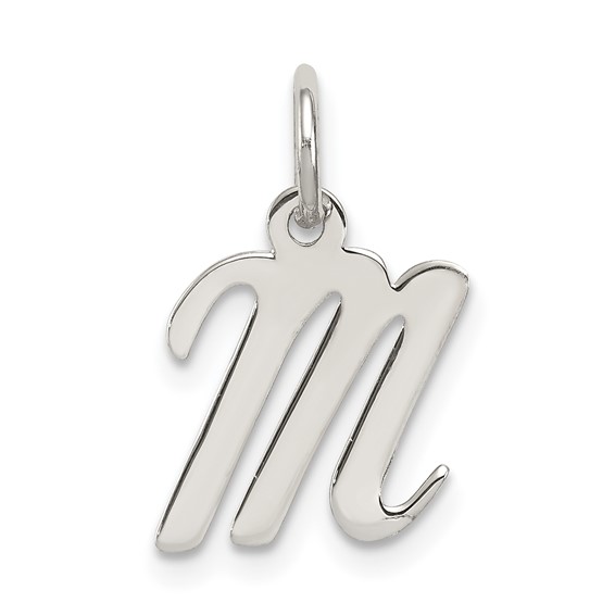 Sterling Silver Small Script Initial M Charm