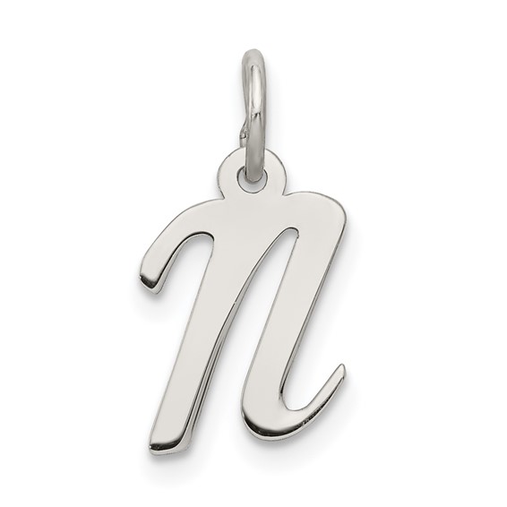 Sterling Silver Small Script Initial N Charm