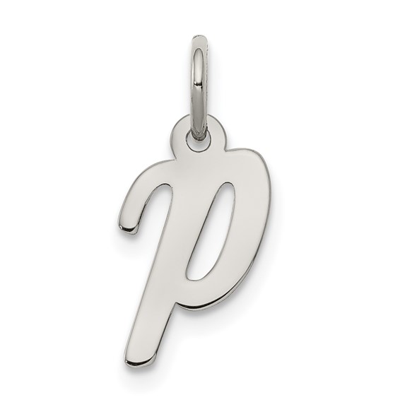Sterling Silver Small Script Initial P Charm