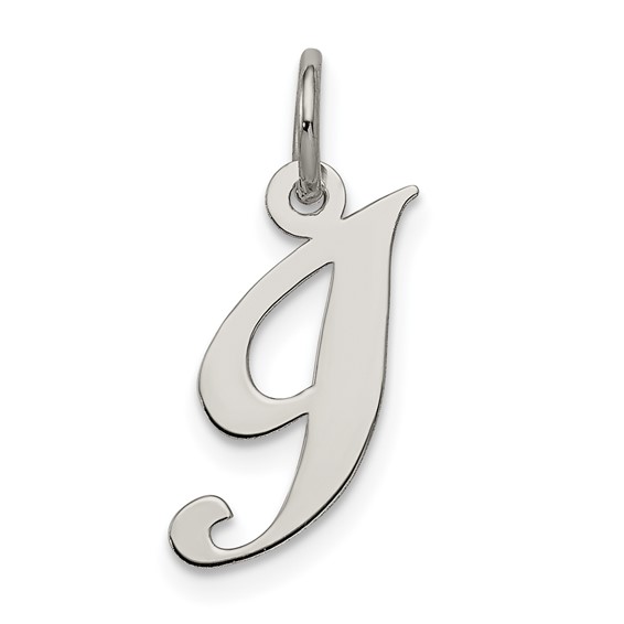 Sterling Silver Small Fancy Script Initial I Charm