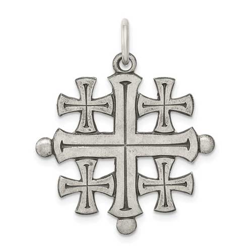 Sterling Silver Jerusalem Cross Pendant 1in