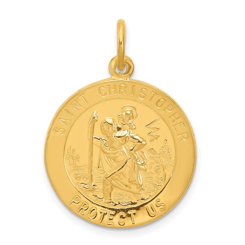 24k Gold-plated Sterling Silver St. Christopher Medal 3/4in