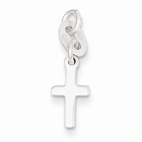 Sterling Silver 3/8in Cross Charm with Flat Back