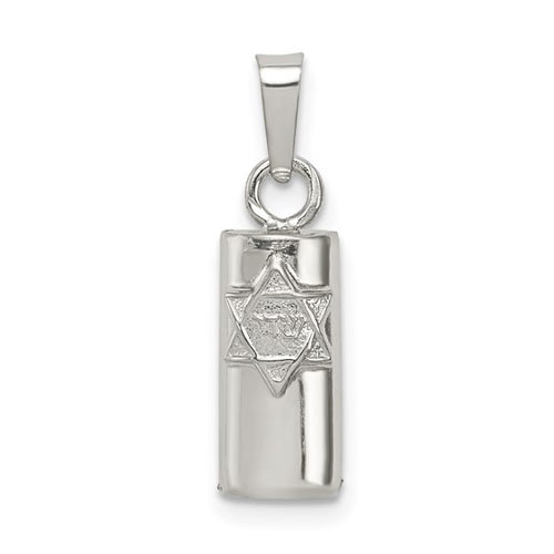 Sterling Silver Small 3-D Mezuzah Pendant