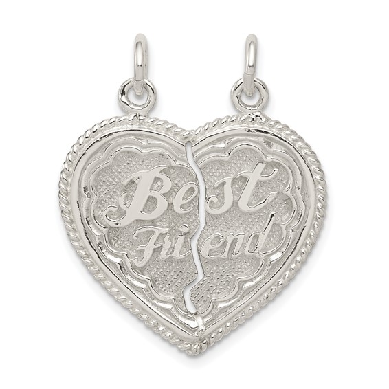 Sterling Silver Best Friend 2-piece break apart Heart Charm