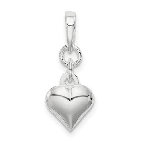 Sterling Silver 3/8in 3-D Puffed Heart Charm